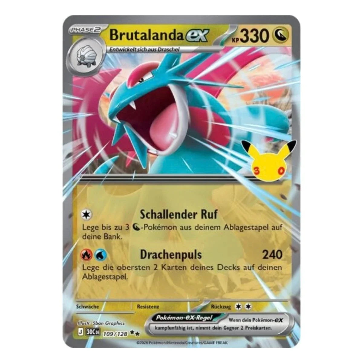 Brutalanda ex 109/128 Pokemon 30 Jahre