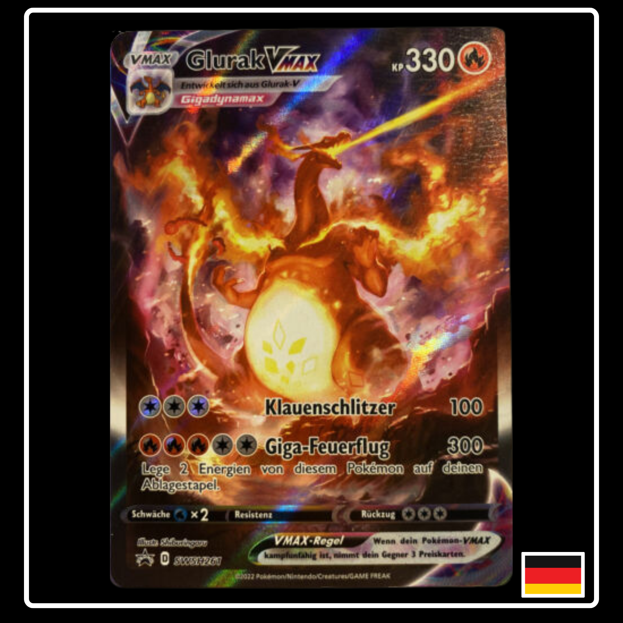 Glurak VMAX Alternative Art Deutsch SWSH261 Black Star Promo – PokeDirris