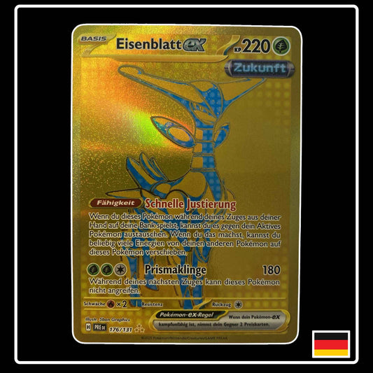 Eisenblatt GOLD Hyper Rare Pokémon Karte – Prismatische Entwicklungen, Deutsch, holografisch, selten