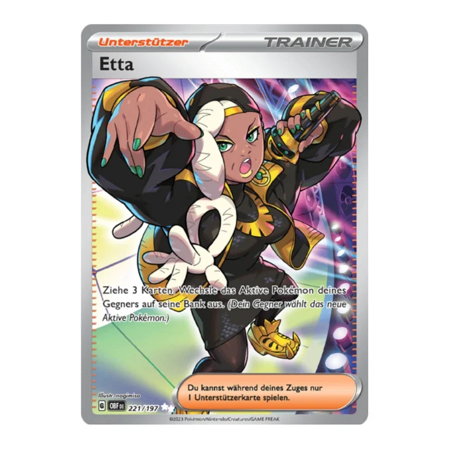 Etta Trainer Full Art Deutsch 221/197 Obsidian Flammen