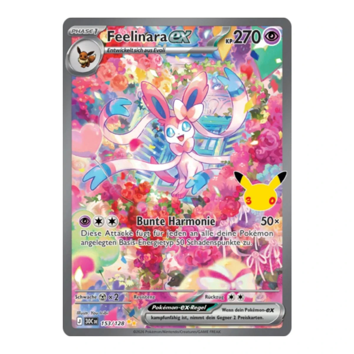 Feelinara ex SIR 153/128 Pokemon 30 Jahre