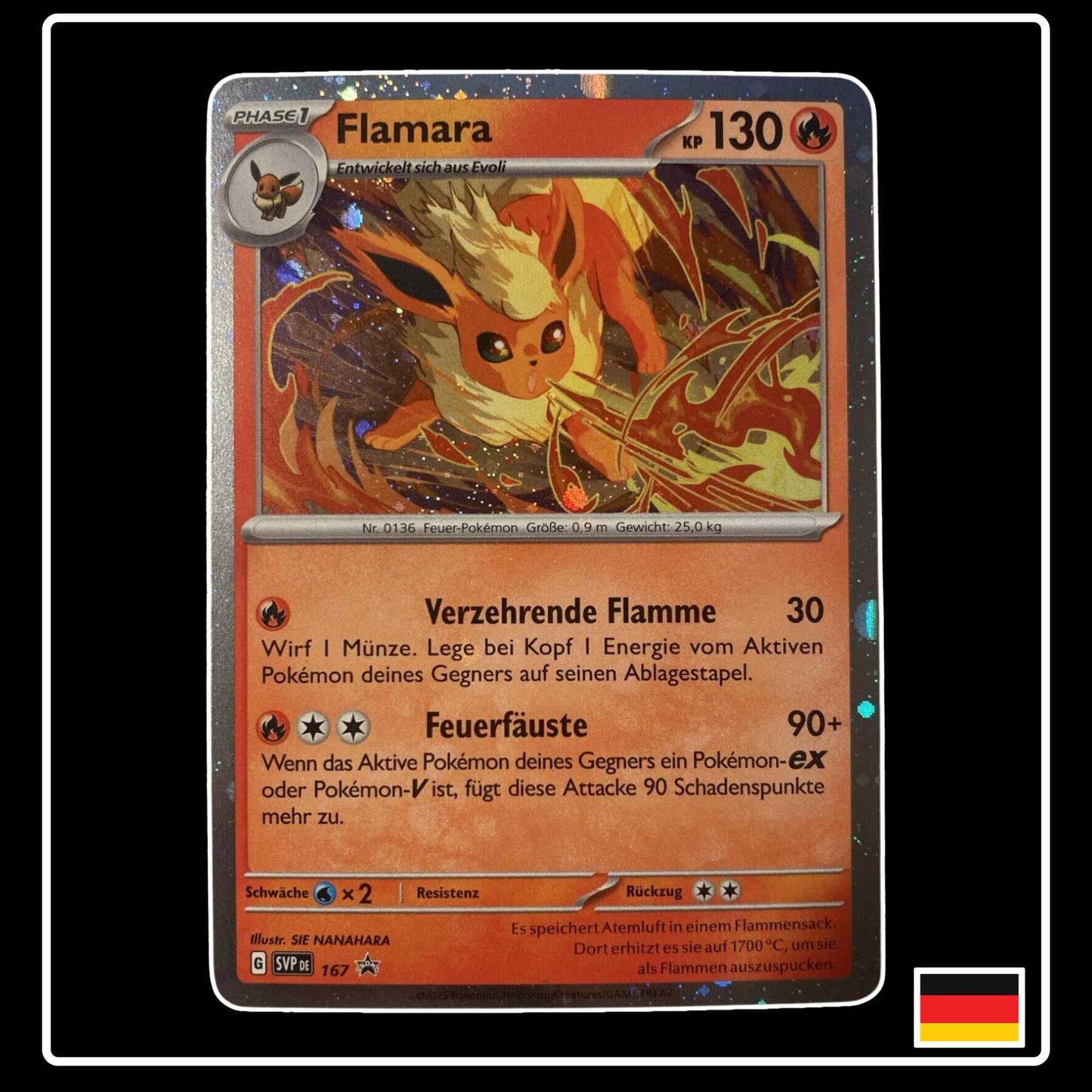 Flamara Pokemon Karte aus Prismatische Entwicklungen