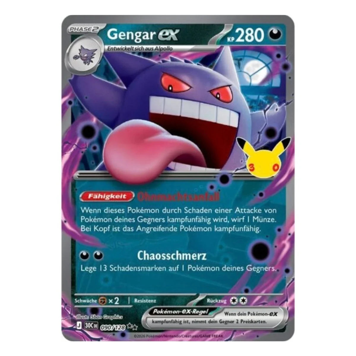 Gengar ex 090/128 Pokemon 30 Jahre