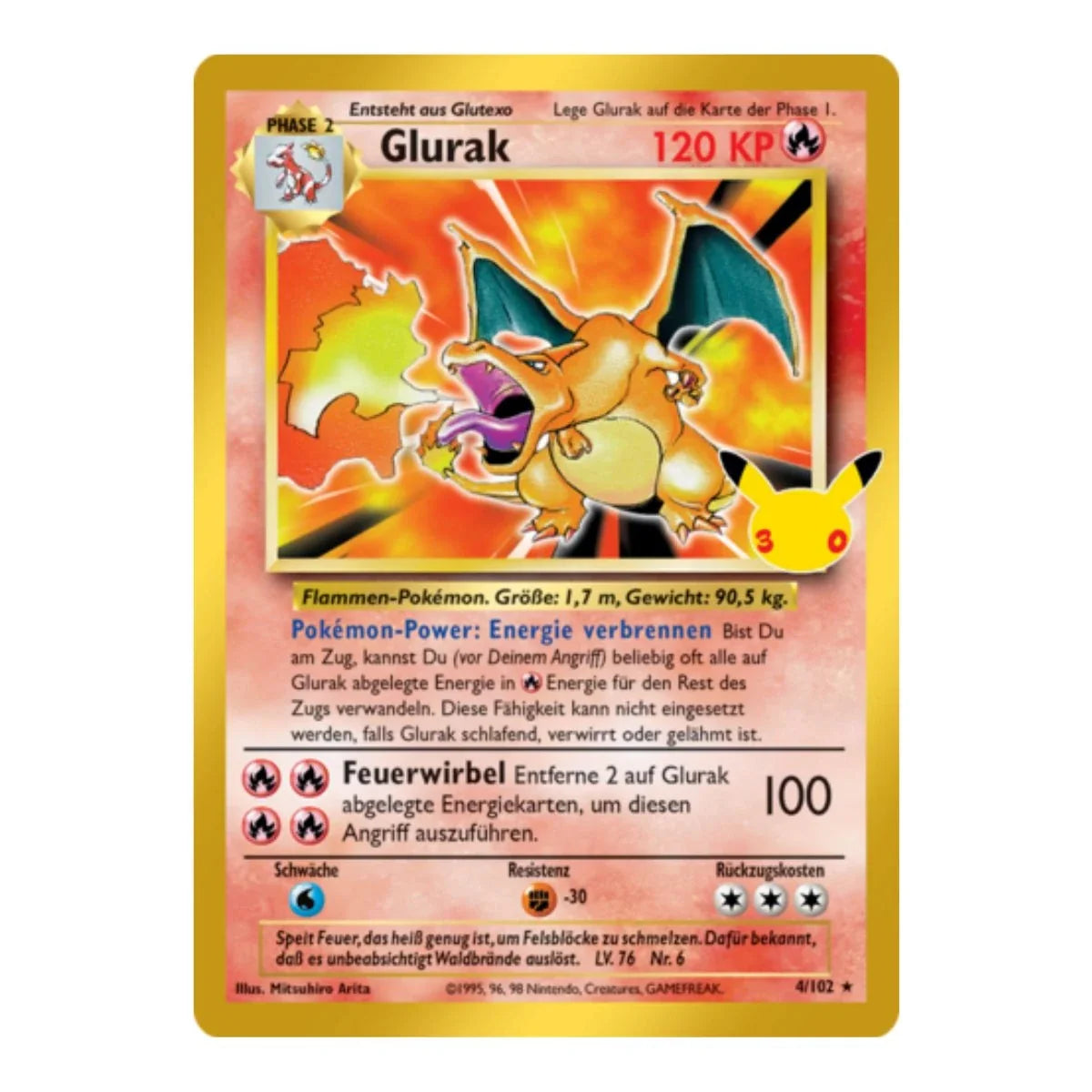 Glurak HR 4/102 Pokemon 30 Jahre
