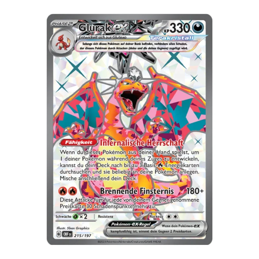 Glurak ex Tera Full Art Deutsch 215/197 Obsidian Flammen
