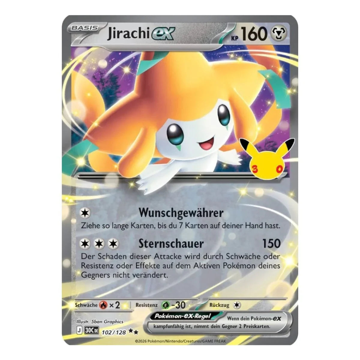 Jirachi ex 102/128 Pokemon 30 Jahre