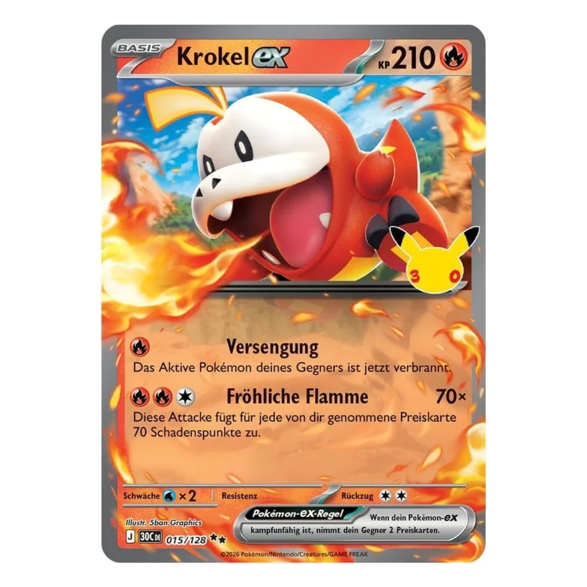 Krokel ex 015/128 Pokemon 30 Jahre
