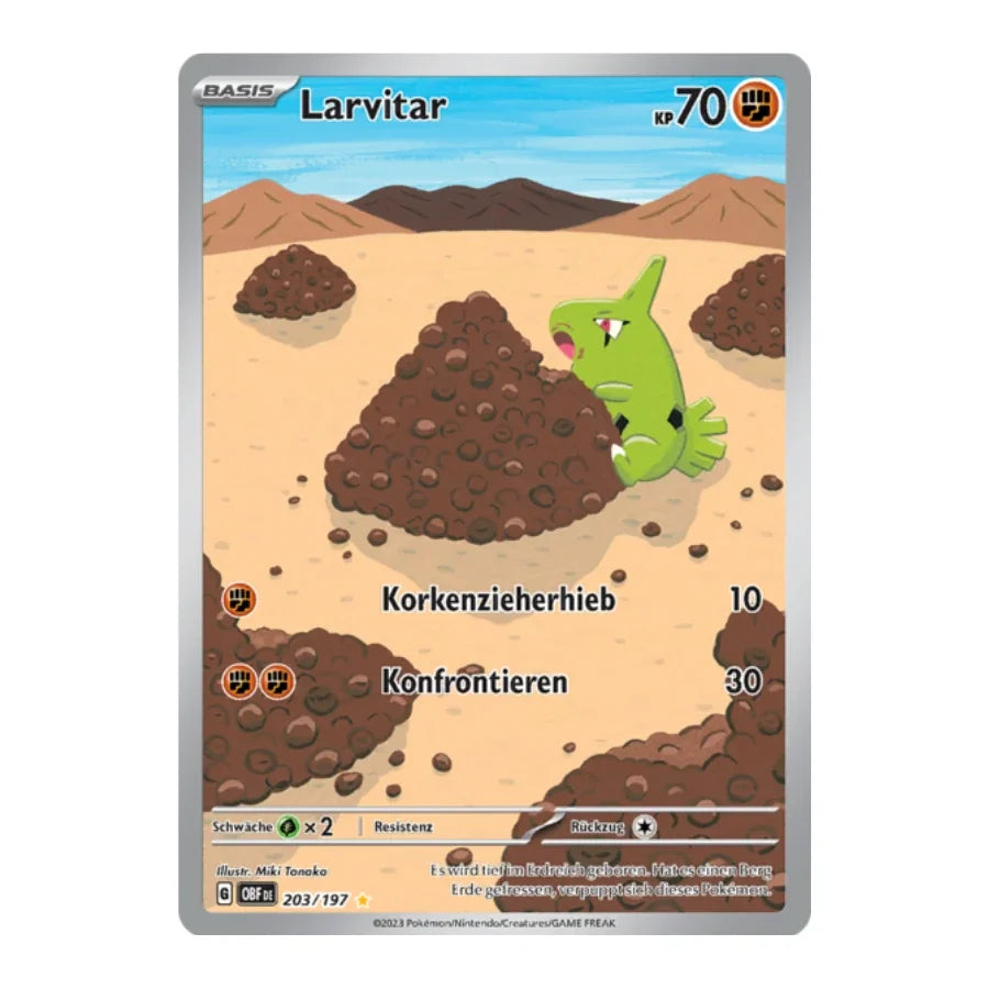 Larvitar Art Rare Deutsch 203/197 Obsidian Flammen