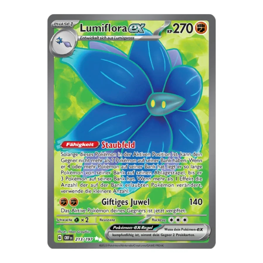 Lumiflora ex Full Art Deutsch 213/197 Obsidian Flammen