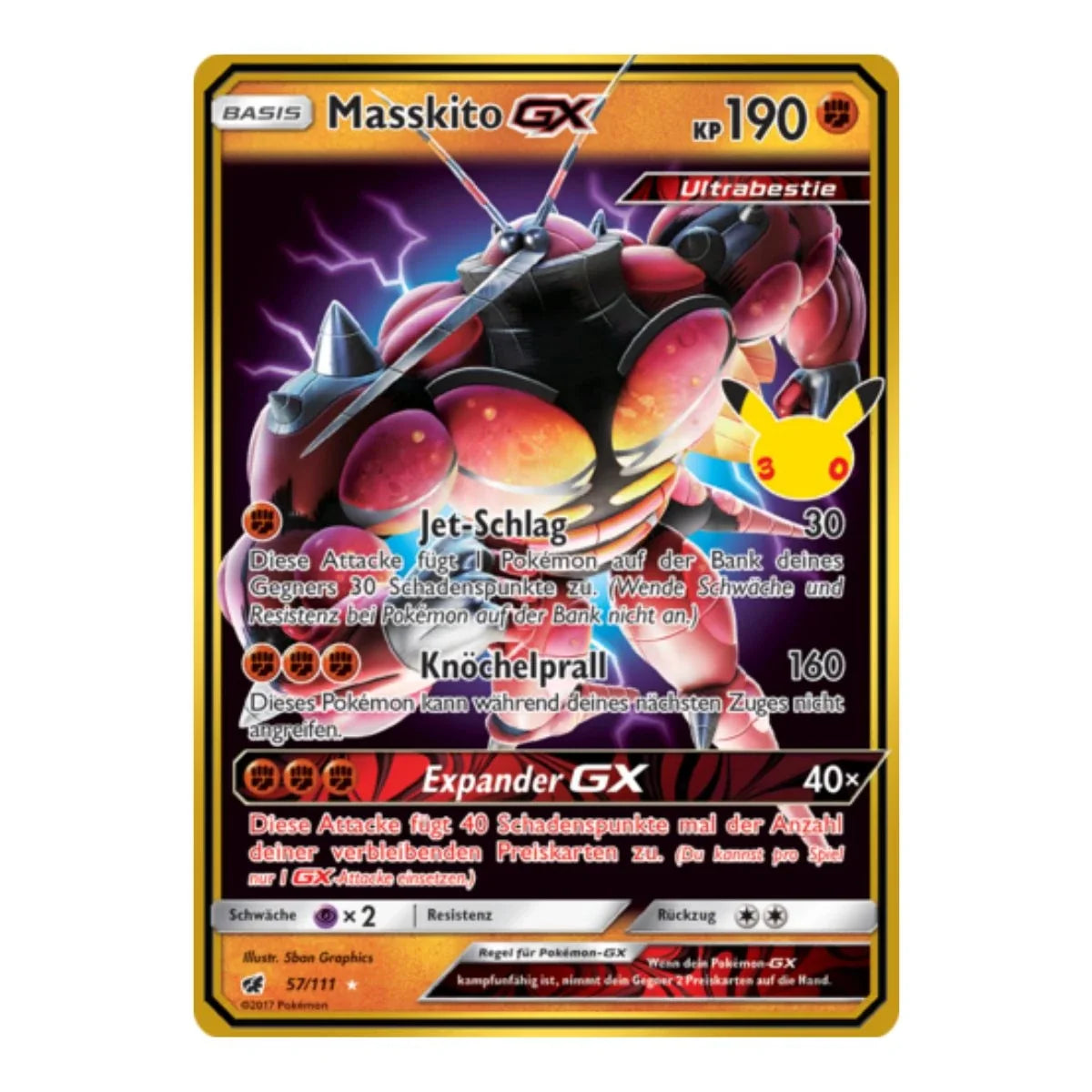 Masskito GX 57/111 Pokemon 30 Jahre