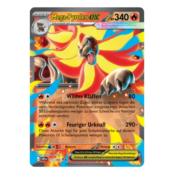 Mega-Pyroleo ex 015/086 Pokemon Wachsendes Chaos 