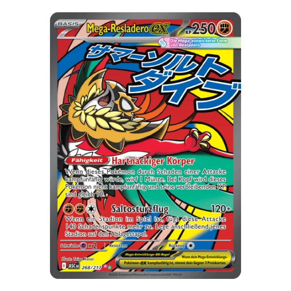 Mega-Resladero ex Mega Attack Rare 268/217 Pokemon Erhabene Helden