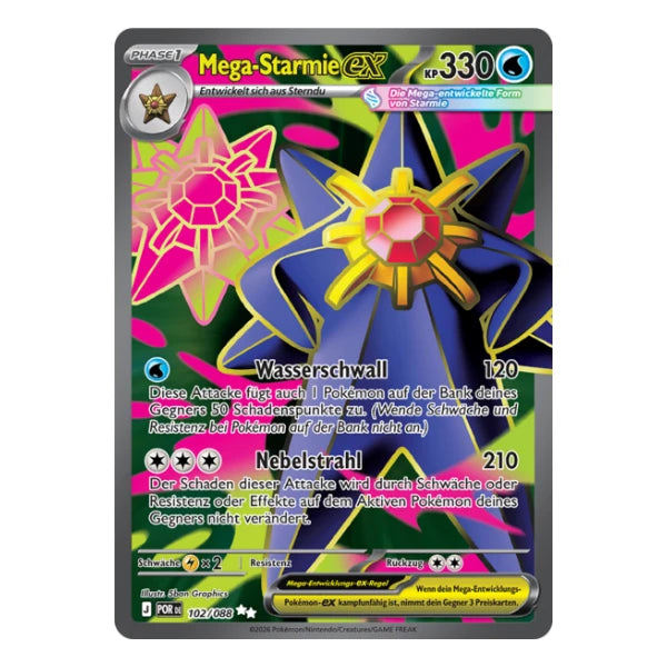 Mega-Starmie ex FA 102/088 Pokemon Optimale Ordnung 