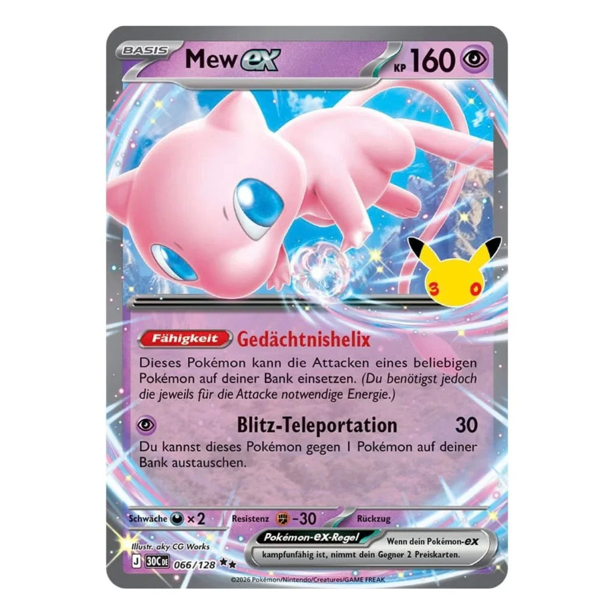 Mew ex 066/128 Pokemon 30 Jahre