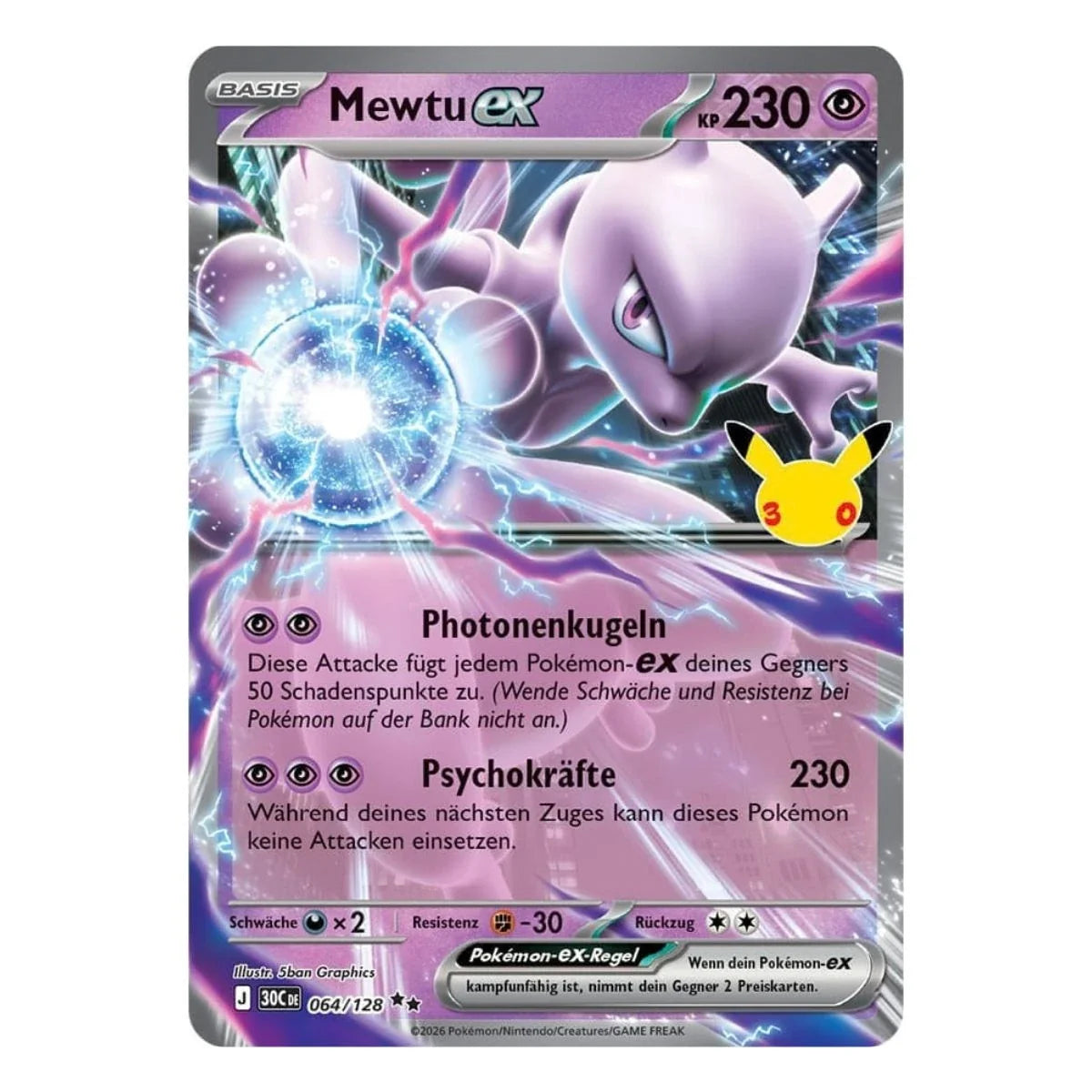 Mewtu ex 064/128 Pokemon 30 Jahre