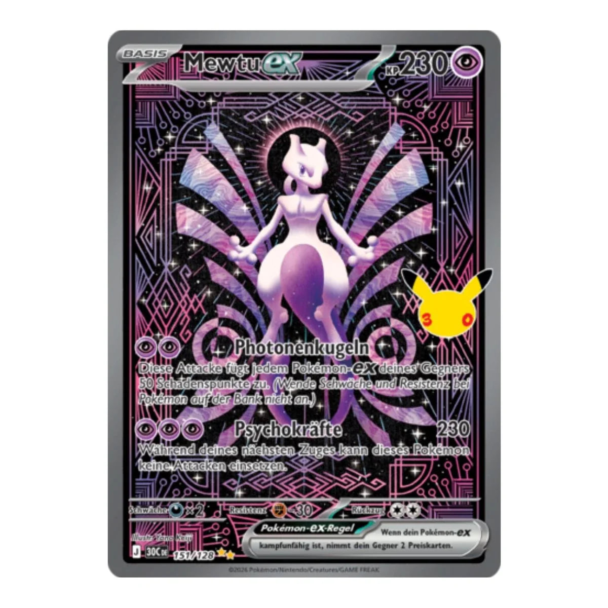 Mewtu ex SIR 151/128 Pokemon 30 Jahre