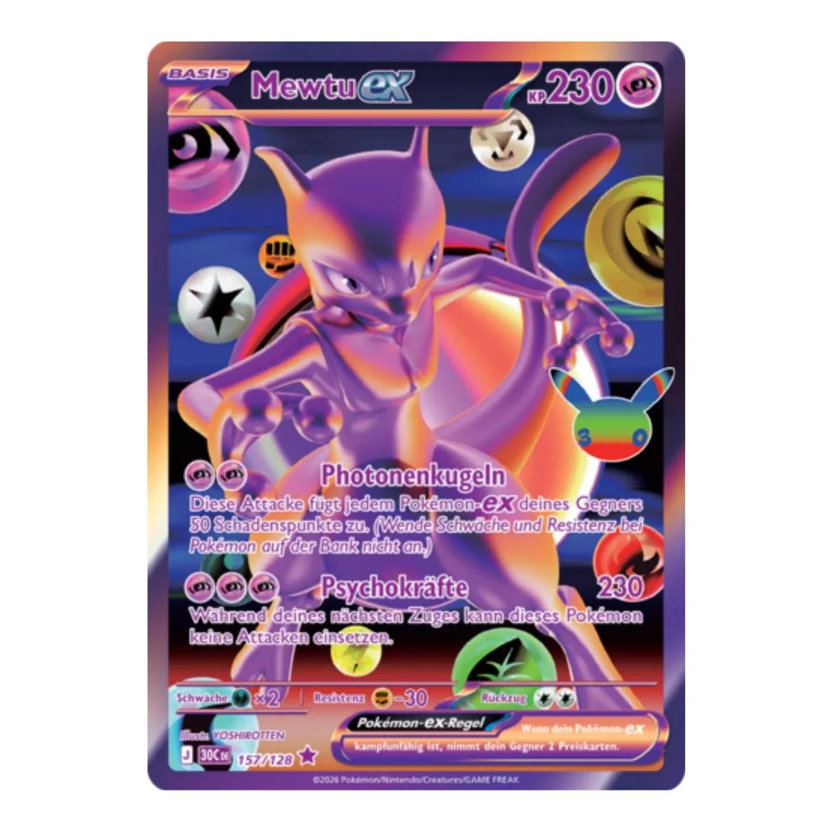 Mewtu ex SR 157/128 Pokemon 30 Jahre
