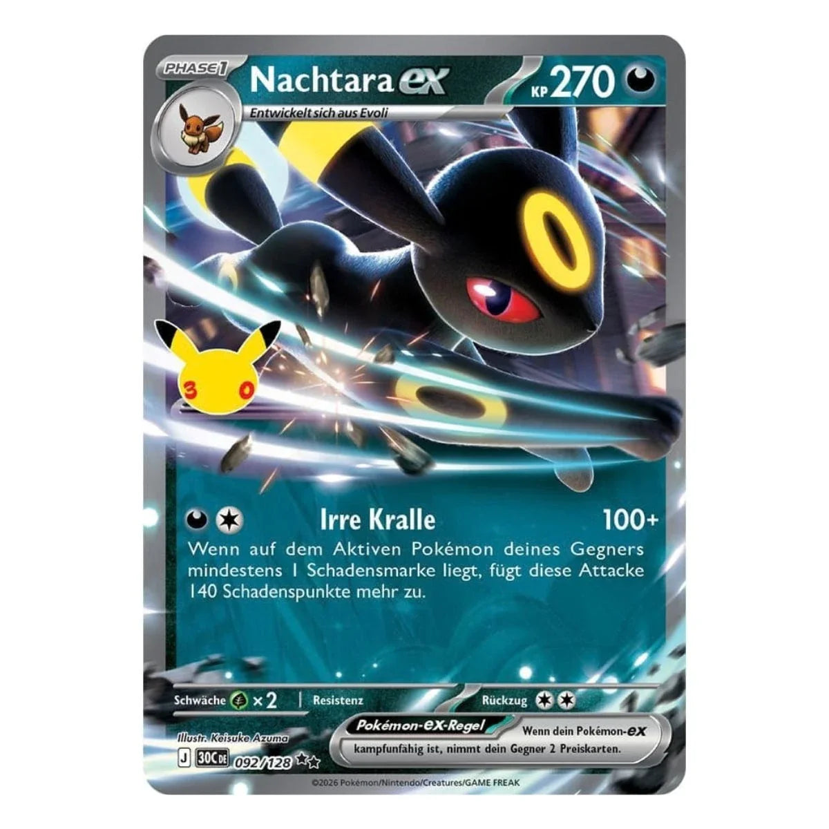 Nachtara ex 092/128 Pokemon 30 Jahre