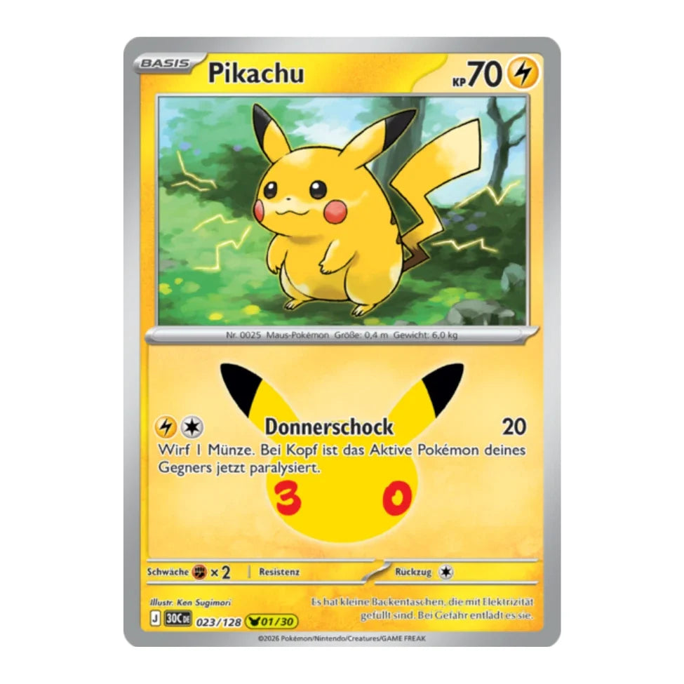 Pikachu Holo Rare 023/128 Pokemon 30 Jahre