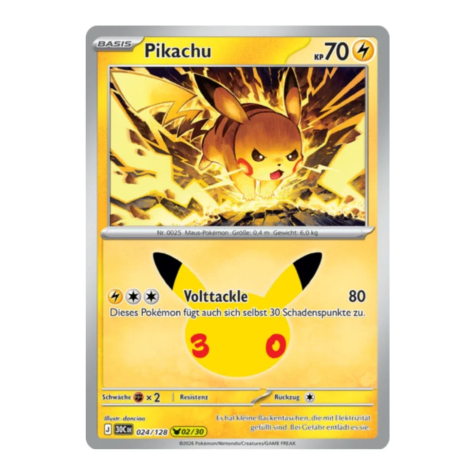 Pikachu Holo Rare 024/128 Pokemon 30 Jahre