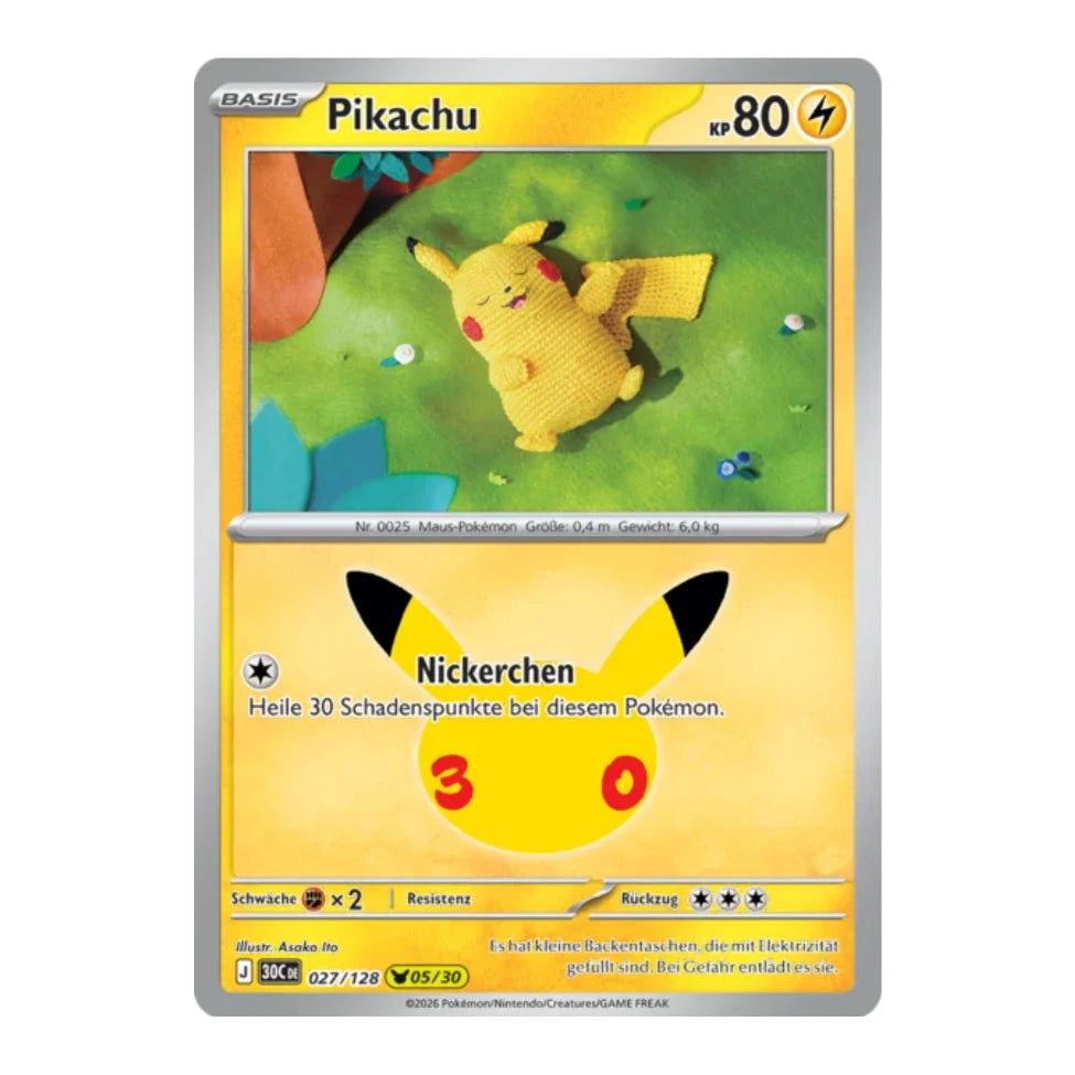Pikachu Holo Rare 027/128 Pokemon 30 Jahre