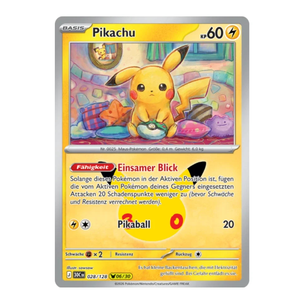 Pikachu Holo Rare 028/128 Pokemon 30 Jahre
