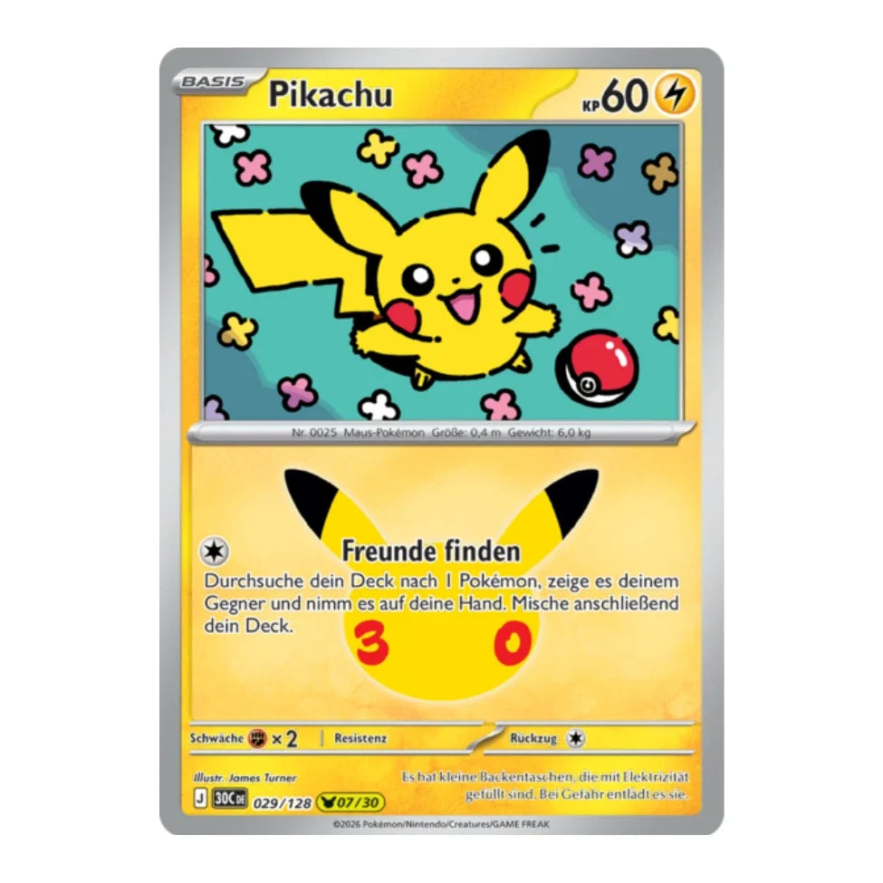 Pikachu Holo Rare 029/128 Pokemon 30 Jahre