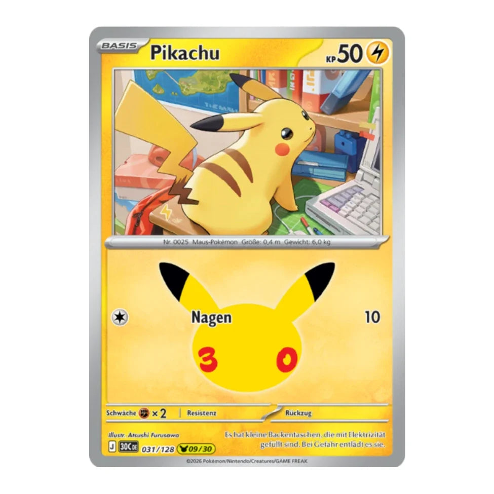 Pikachu Holo Rare 031/128 Pokemon 30 Jahre
