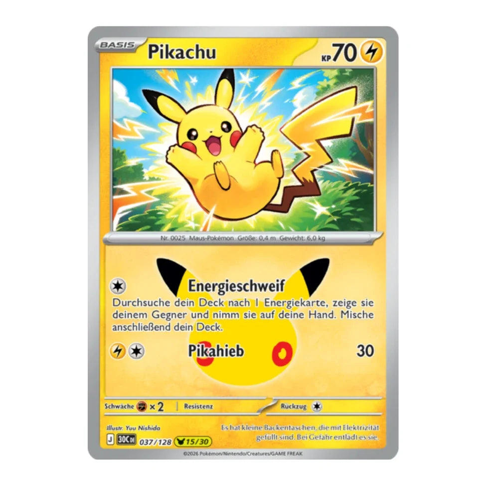 Pikachu Holo Rare 037/128 Pokemon 30 Jahre