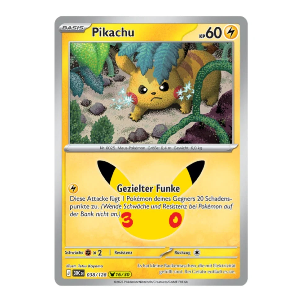 Pikachu Holo Rare 038/128 Pokemon 30 Jahre