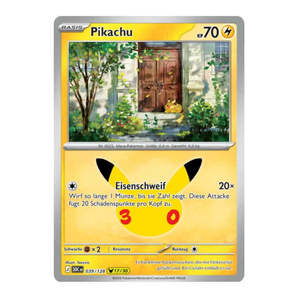 Pikachu Holo Rare 039/128 Pokemon 30 Jahre