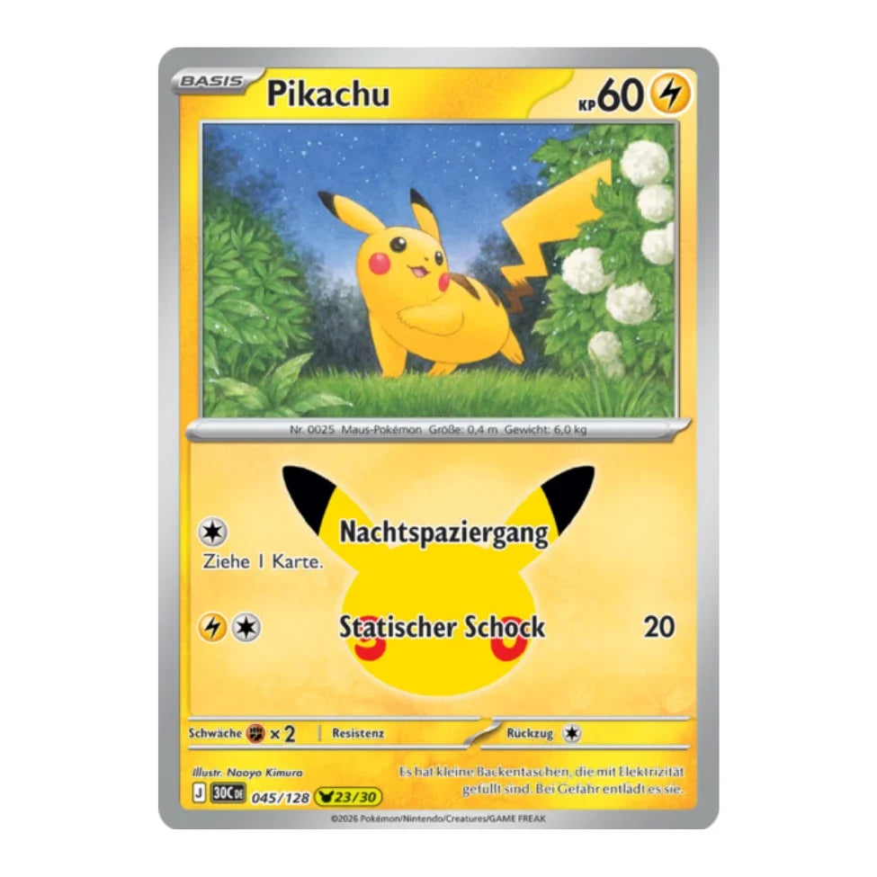 Pikachu Holo Rare 045/128 Pokemon 30 Jahre
