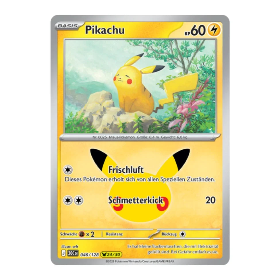 Pikachu Holo Rare 046/128 Pokemon 30 Jahre