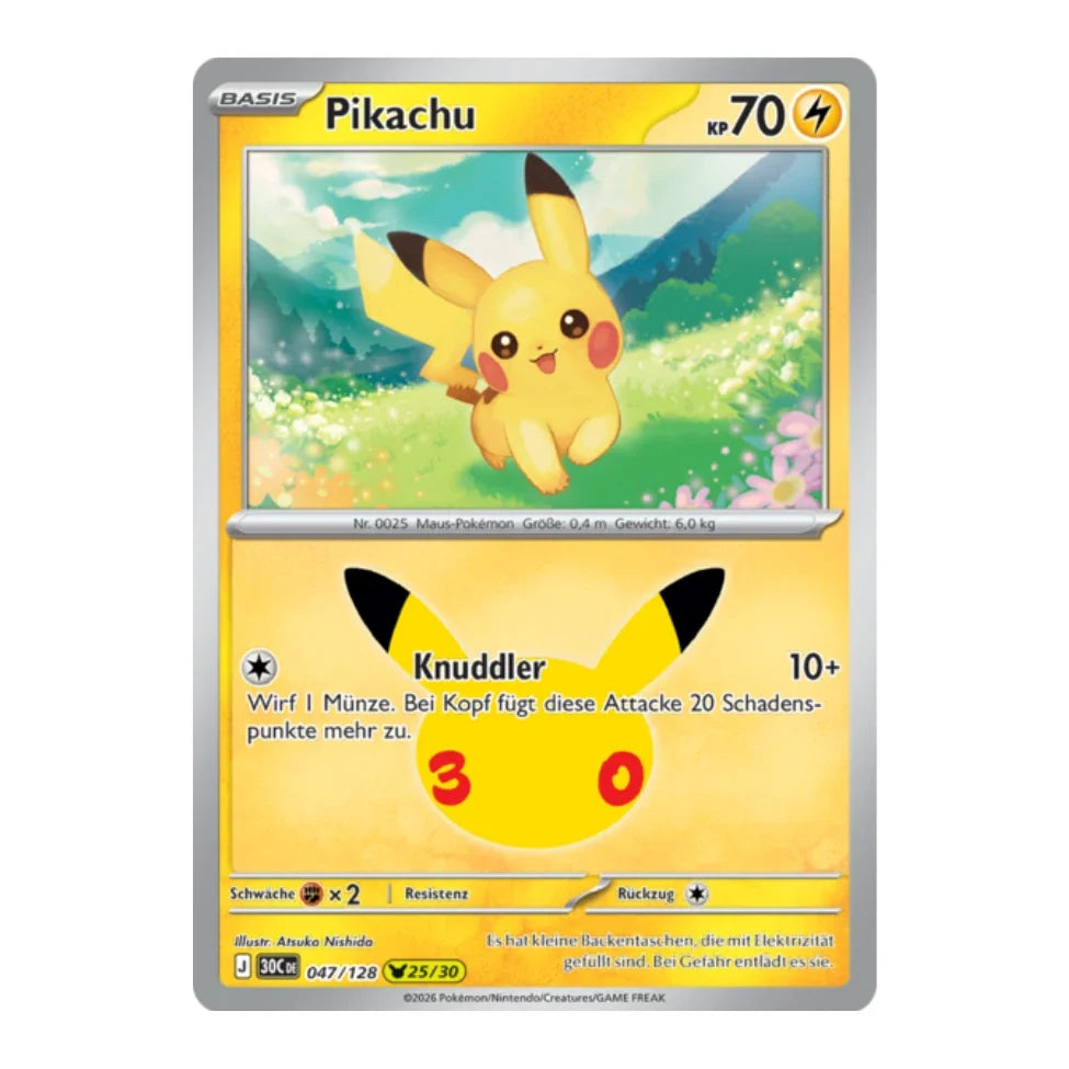 Pikachu Holo Rare 047/128 Pokemon 30 Jahre