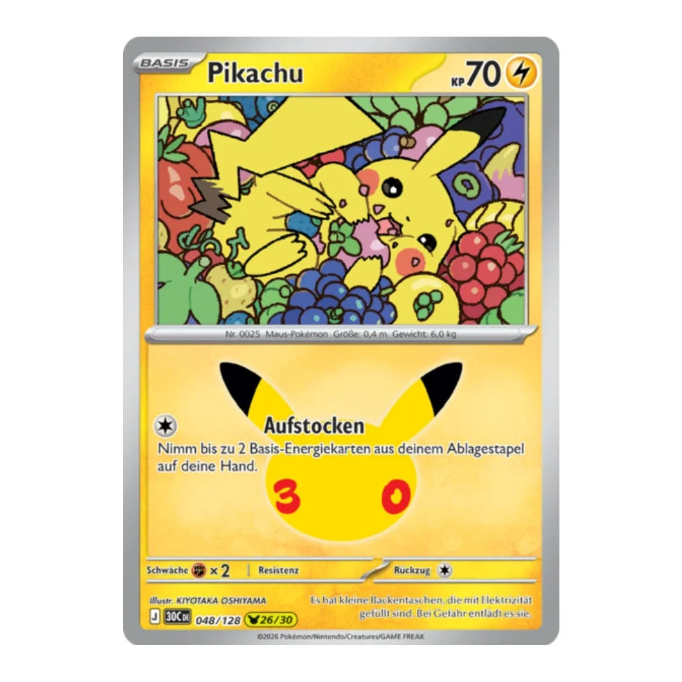 Pikachu Holo Rare 048/128 Pokemon 30 Jahre