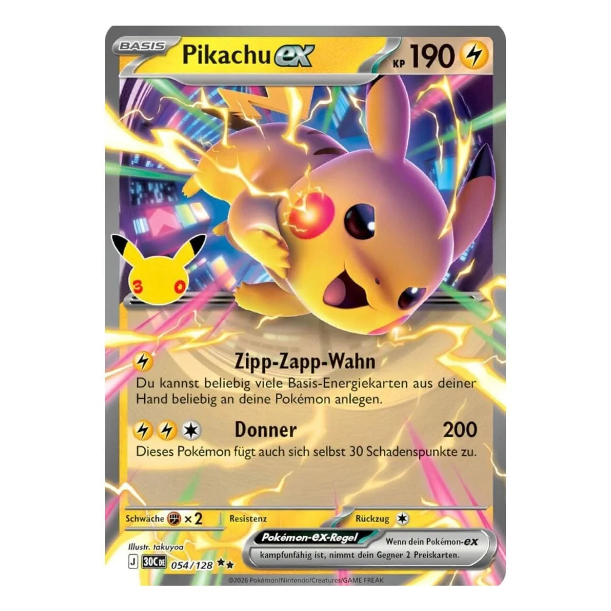 Pikachu ex 054/128 Pokemon 30 Jahre