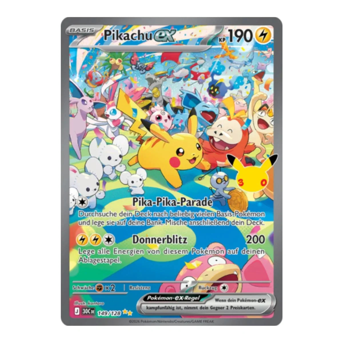 Pikachu ex SIR 149/128 Pokemon 30 Jahre