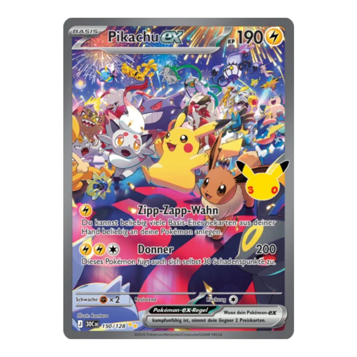 Pikachu ex SIR 150/128 Pokemon 30 Jahre