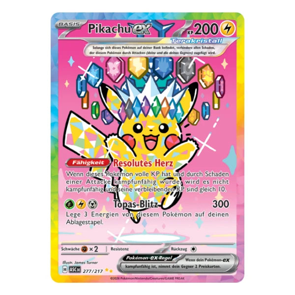 Pikachu ex SIR 277/217 Pokemon Erhabene Helden