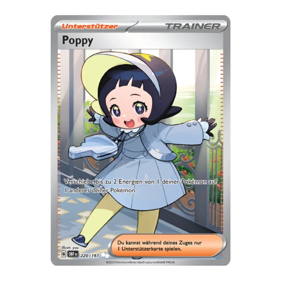 Poppy Trainer Full Art Deutsch 220/197 Obsidian Flammen