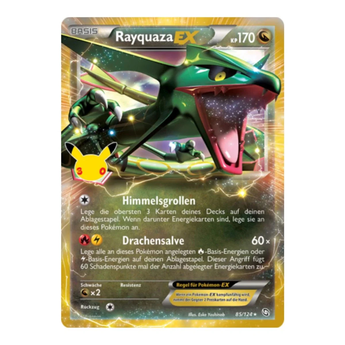 Rayquaza EX 85/124 Pokemon 30 Jahre