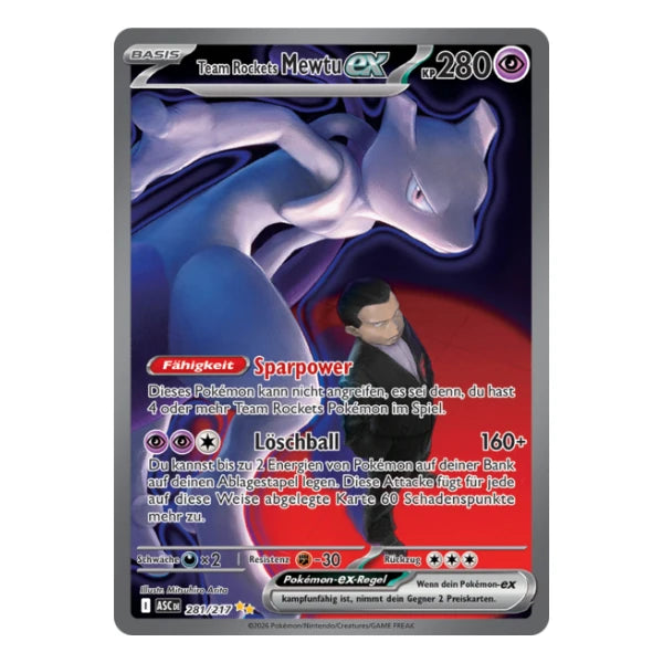 Team Rockets Mewtu ex SIR 281/217 Pokemon Erhabene Helden
