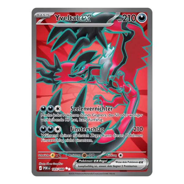 Yveltal ex FA 105/088 Pokemon Optimale Ordnung 