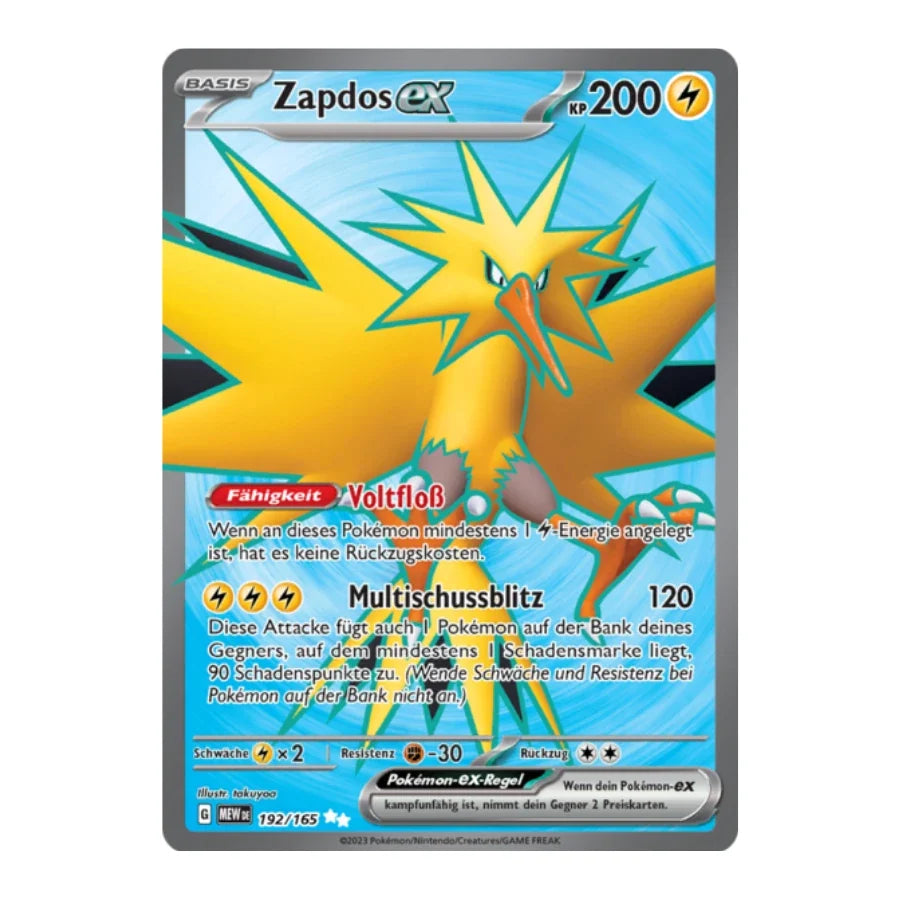 Zapdos ex Full Art Deutsch 192/165 Karmesin & Purpur 151