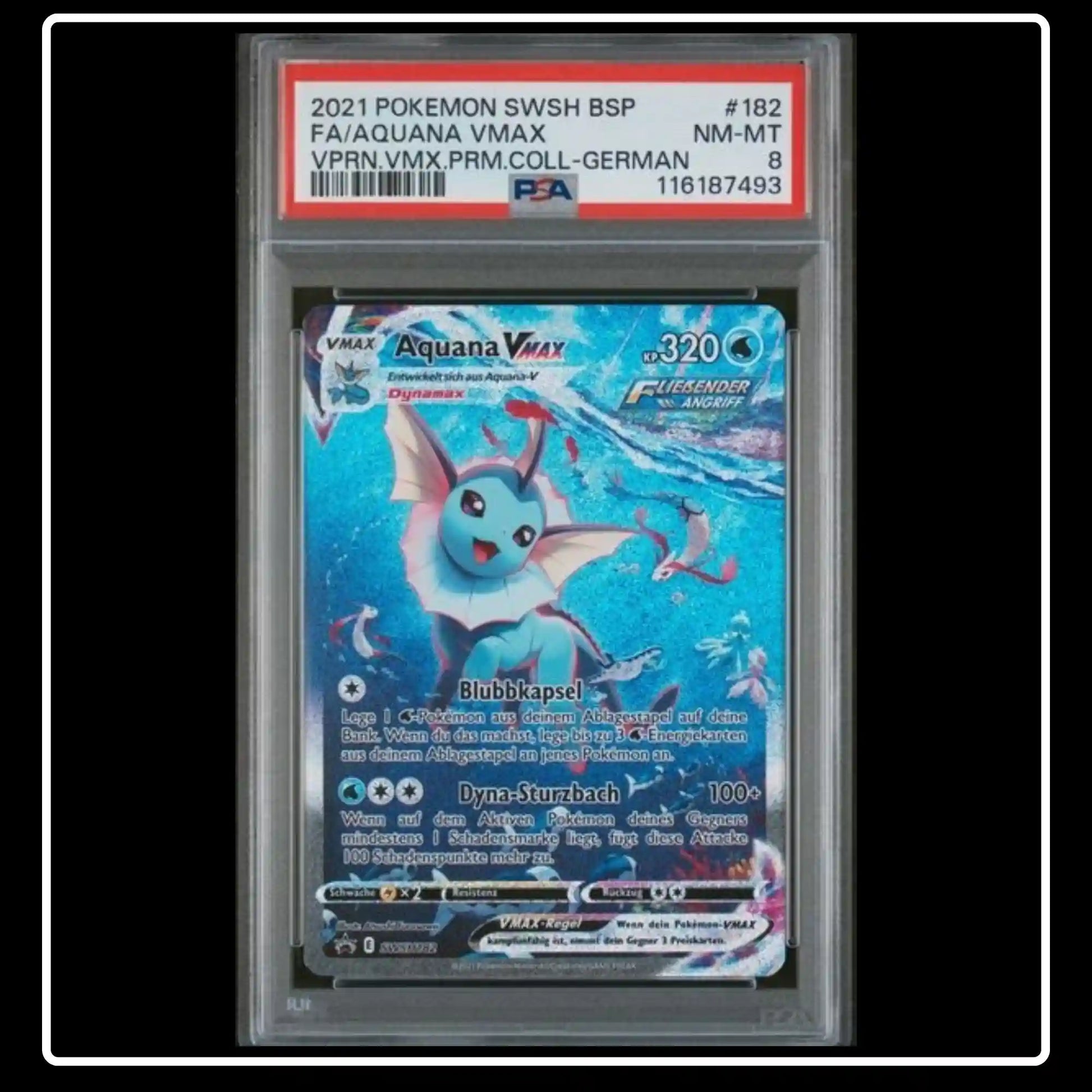 Aquana VMAX Alternative Art SWSH182 Pokemon Schwert & Schild PSA 8